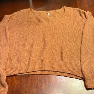 Free People Rust Color Soft Fuzzy Sweater pullover size SMALL
